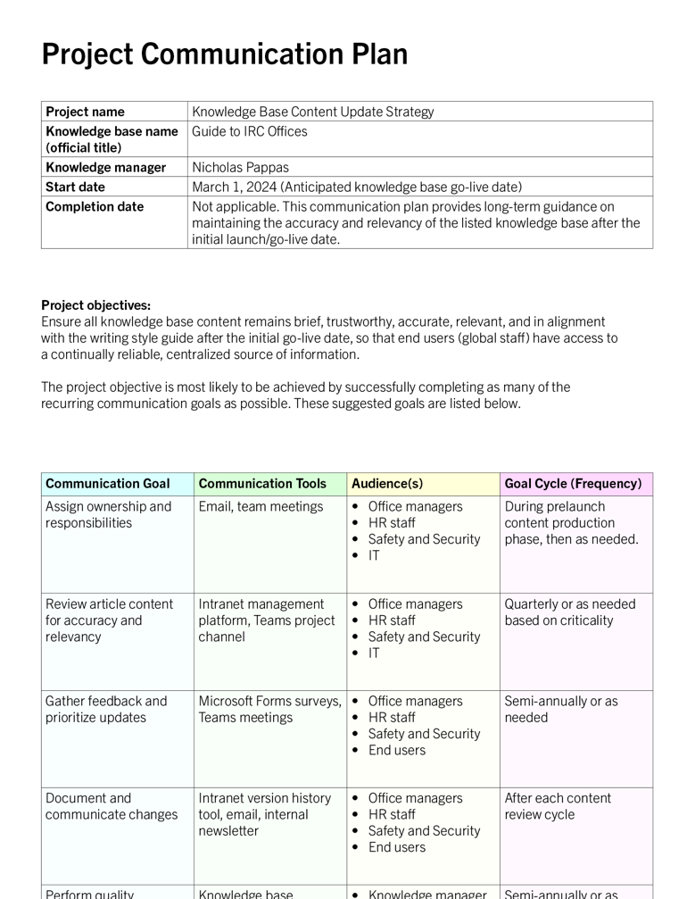 Knowledge Base Implementation Plan